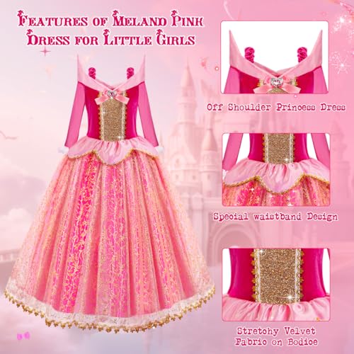Meland Princess Dresses for Girls - Light Up Princess Dress Up for 3-10 Year Old, Costume for Girls Halloween Birthday(Red,3-4 Years) - Image 5