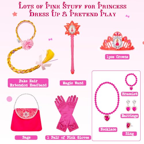 Meland Princess Dresses for Girls - Light Up Princess Dress Up for 3-10 Year Old, Costume for Girls Halloween Birthday(Red,3-4 Years) - Image 3