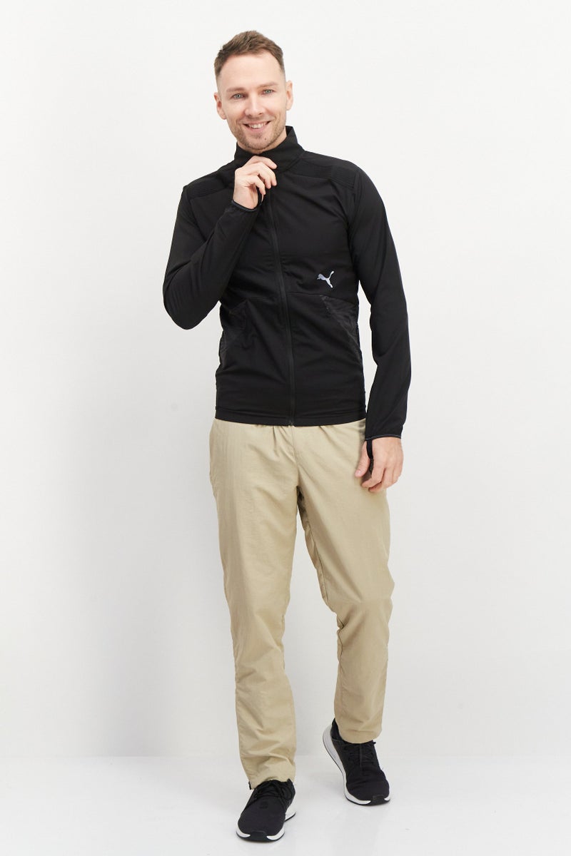 PUMA جاكيت رياضي للرجال بأكمام طويلة مناسب للجري، أسود - Image 3