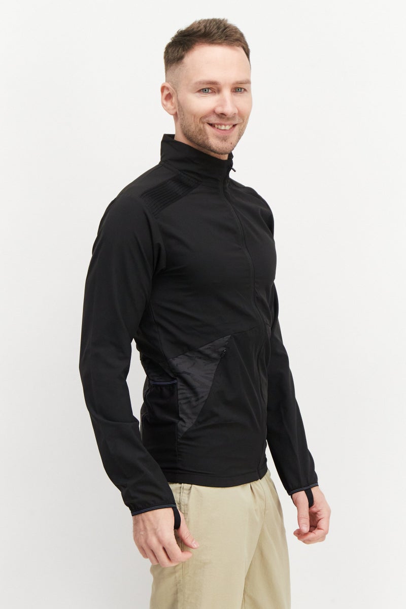PUMA جاكيت رياضي للرجال بأكمام طويلة مناسب للجري، أسود - Image 2
