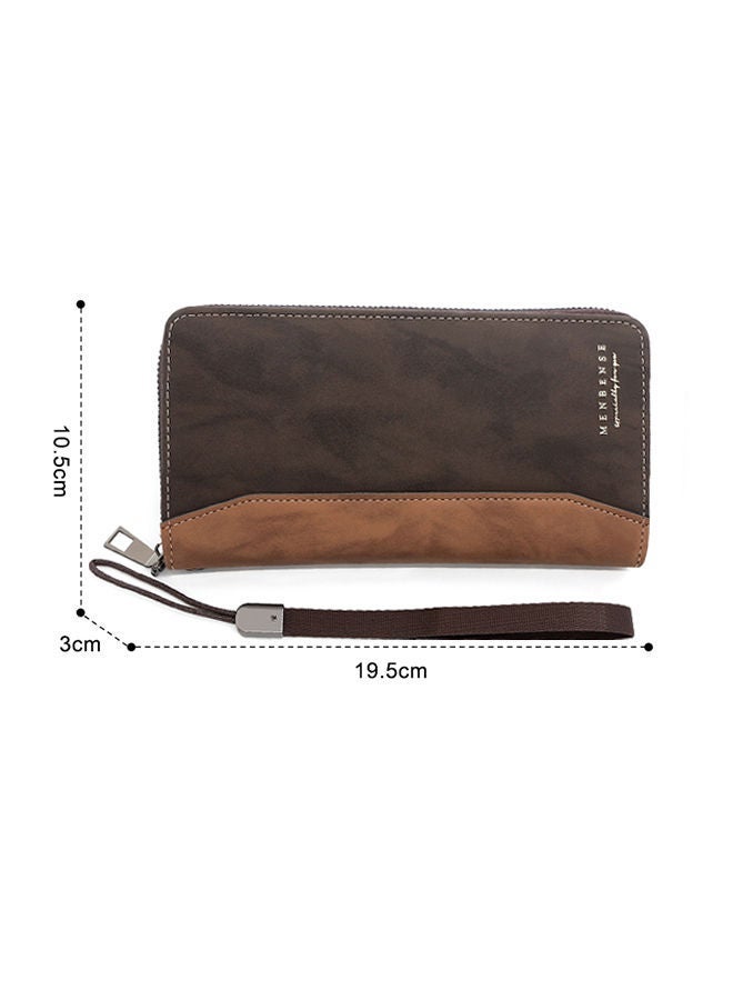 MenBense Large Capacity Leather Men's Long Wallet Stylish Card Holder Clutch with Zipper and Strap for Business Commute - Image 2