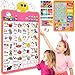 GaHoo Interactive Alphabet Wall Chart Talking ABC 123s Music Poster Kids Learning Toys for Toddlers 13 Electronic Educational Toddler Toy Educational Gift for Age 1 2 3 4 5 Year Old Girls Boys Pink - Image 3