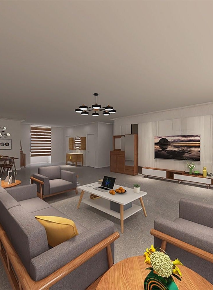  CityRiya-Long طاولة قهوة، طاولة مركزية حديثة، طاولة قهوة مكونة من طبقتين مقاس 80*50 سم مع رف تخزين، طاولات جانبية قابلة للتكديس، طاولة مكتب جانبية، طاولة قهوة خشبية لغرفة المعيشة، غرفة الاستقبال - Image 5