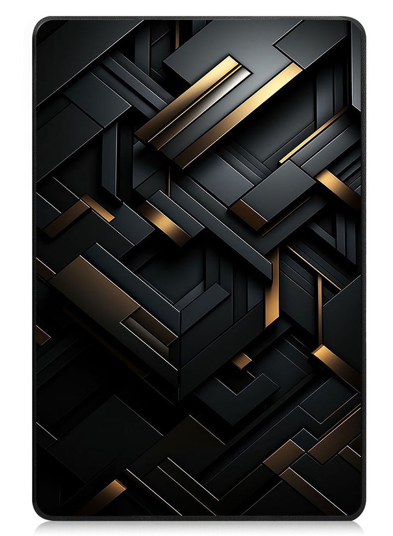 Theodor Protective Flip Case For Apple iPad mini 7th Generation (A17 Pro 2024 Model) (Mini 6 2021 Model  6th Generation) With Trifold Stand Auto Wake Sleep Shockproof Cover Black Dourado - Image 1