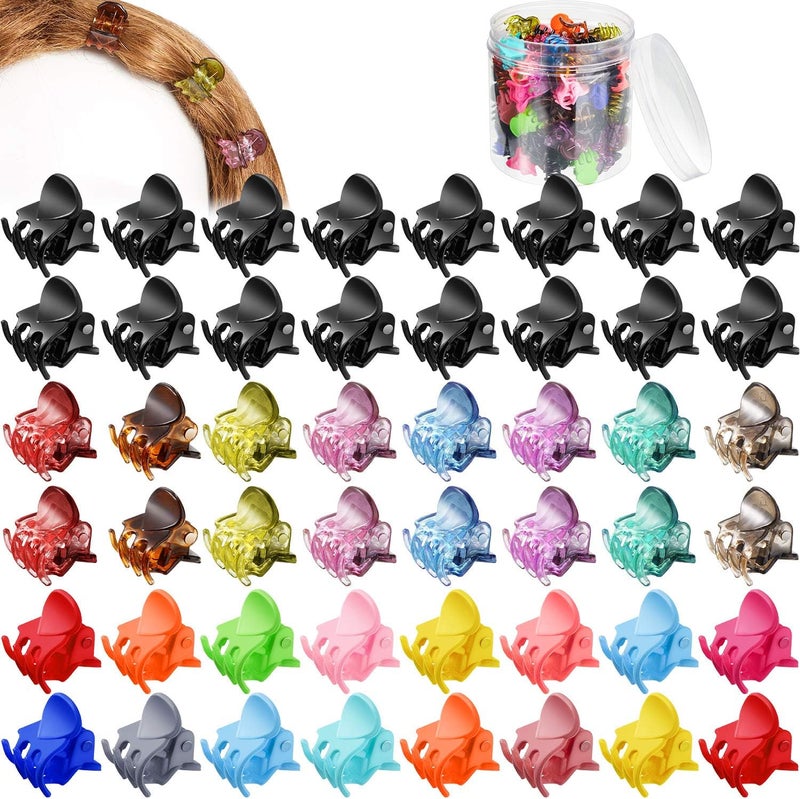 WILLBOND 100 Pieces Mini Hair Claw Clip Plastic Small Colorful Hair Clamps Clips Tiny No-slip Jaw Hair Clip with Box Container for Women Girls Styling Hair Accessories, Assorted Colors - Image 1