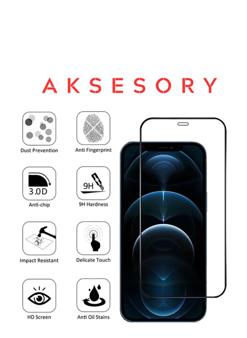 AKSESORY - iPhone 12 Pro  (6.1") Tempered Glass offers crystal-clear, anti-scratch protection with easy, bubble-free installation. - Image 1