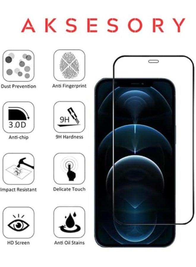 AKSESORY iPhone 12 Pro Screen Protector 6.1" – Tempered Glass Anti-Scratch HD Screen Guard, Crystal Clear, Bubble-Free Easy Installation, Case Friendly - Image 2