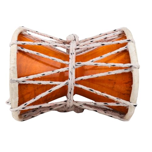 Yoshiva Handmade Lord Shiva Wooden Damru/Handmade Damroo for Folk Bhajan Kirtan Pooja | Indian Musical Instrument Damru | Toy Gift | Lord Krishna Shiva Damaru's for Kirtan (Multicoloured) (9 Inch) - Image 4