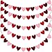 ADXCO 5 Pack Valentines Heart Garland Decorations Felt Heart Banner Hanging Valentines Garland NO DIY for Valentines Decorations Anniversary Mantle Room Decor Red White Pink - Image 2
