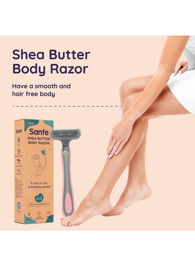 Sanfe Shea Butter Body Razor For Women'S Hair Removal - Pack Of 3 With New No Cut Technology | Comfortable Handle | Instant & Pain Free Remover | Protective Sleeve And Anti-Slip Grip - Image 5