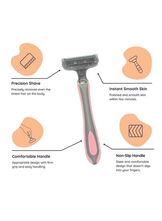 Sanfe Shea Butter Body Razor For Women'S Hair Removal - Pack Of 3 With New No Cut Technology | Comfortable Handle | Instant & Pain Free Remover | Protective Sleeve And Anti-Slip Grip - Image 2