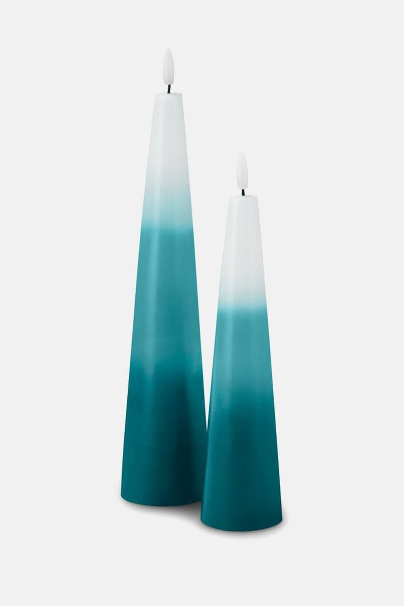 Tchibo 2 Pcs Led Real Wax Cone Candle, Green  - Image 1
