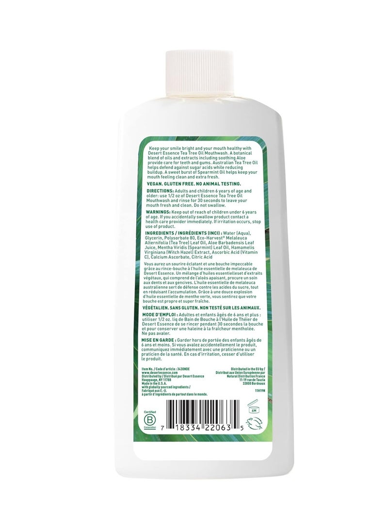 DESERT ESSENCE Desert Essence Tea Tree Oil Mouthwash with Essential Spearmint Oil & Aloe - Deep Cleansing, Invigorating Fresh Breath - Fights Cavities & Buildup - Vegan, Non-GMO, SLS-Free, Gluten-Free - 8oz  - Image 3