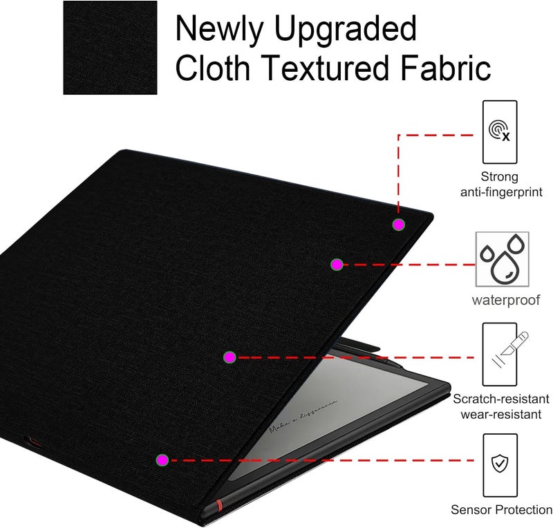 GOVTVA حافظة من نوع "ستاند مغناطيسي" لأجهزة Onyx Boox Tablet Note Air 5 C/Note Air 4 C/Note Air 3 C (تم إطلاقها في 2025/2024/2023)، مغطاة بجلد رقيق للغاية مزودة بسحاب مغناطيسي للقلم، وتتميز بوظيفة النوم/الاستيقاظ التلقائي. اللون: أسود. - Image 3