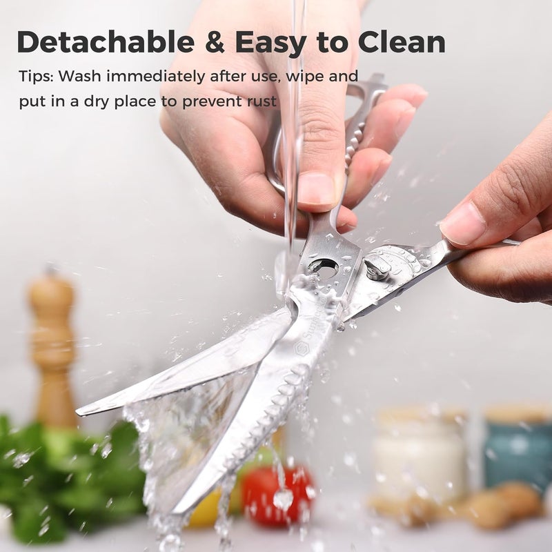 Sunnecko Kitchen Scissors for Food, Heavy Duty Scissors All Purpose Kitchen Shears That Come Apart, 9 Inch Fully Forged Stainless Steel with Curved Blades - Image 5