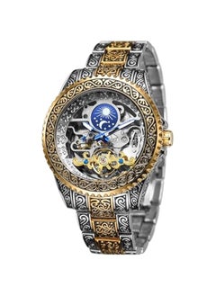 Men's Watch Retro Mechanical Skeleton Watch with Carved Automatic Tourbillon, Moon Phase, Independent Seconds, and Big Dial Design - Self-Wind Automatic Wrist Watches