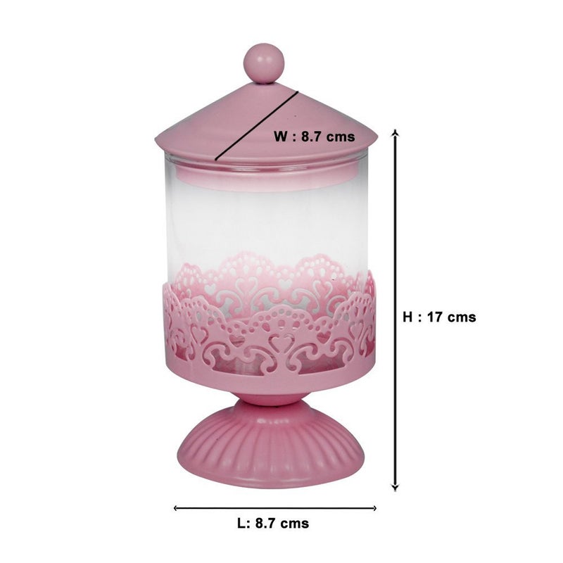 EZ Life EZ Life SweetsCandyCandle Jar with Stand Pink Metal Glass 1 Pc  - Image 3