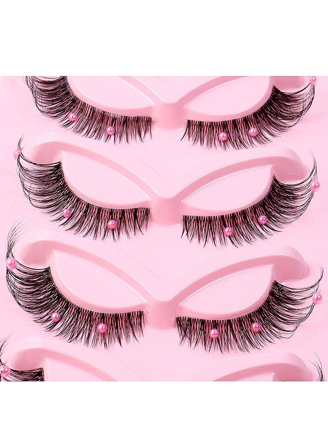 جي أس بيرل ديكور رمش كاذبة ، 5 أزواج من مرحلة الديكور رمش كاذبة ، يجب أن يكون ماكياج رمش كاذبة ، رقيقة جدا رمش الشريط ، رمش حقيقي تمديد الألياف - Image 3