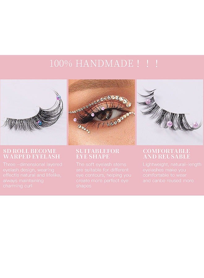 جي أس بيرل ديكور رمش كاذبة ، 5 أزواج من مرحلة الديكور رمش كاذبة ، يجب أن يكون ماكياج رمش كاذبة ، رقيقة جدا رمش الشريط ، رمش حقيقي تمديد الألياف - Image 4