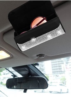 Excefore Bling Glasses Holder with Car Hooks, Car Glasses Case Crystal Sunglasses Holder for Car Sun Visor Sunglasses Storage Case Organizer  - Image 2
