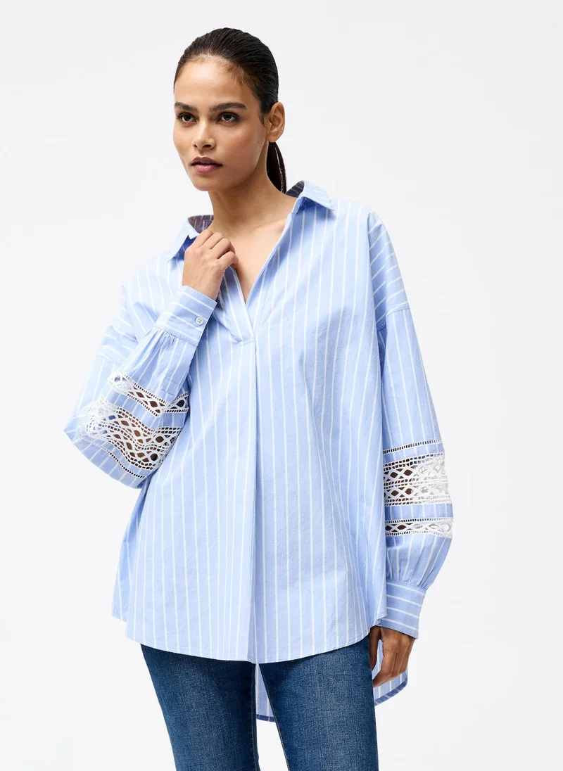 French Connection Cambria Cotton Str Trim Shirt