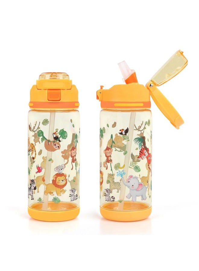 Decalsweet Kids Water Bottle 20oz Durable Leak-Proof Plastic Water Cup for Kids Toddlers,With Straw Handle and Pop-Up Spout Cover,Safe for School Sports Daycare Travel & Camp - Image 1