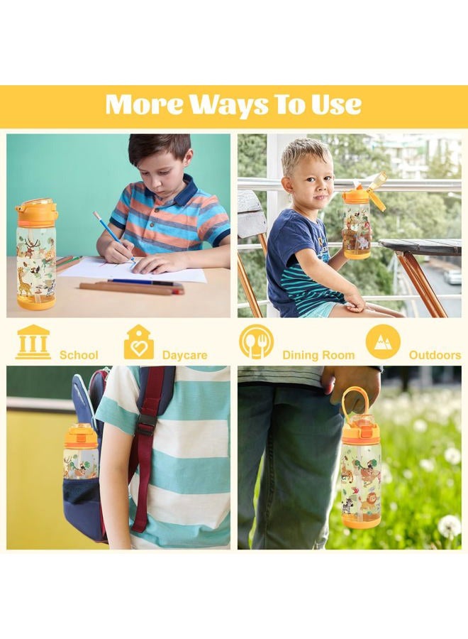Decalsweet Kids Water Bottle 20oz Durable Leak-Proof Plastic Water Cup for Kids Toddlers,With Straw Handle and Pop-Up Spout Cover,Safe for School Sports Daycare Travel & Camp - Image 2