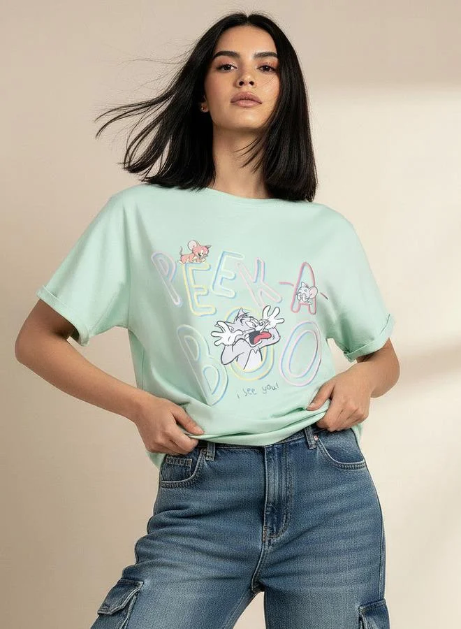 SP Characters T shirt with Tom and Jerry Print