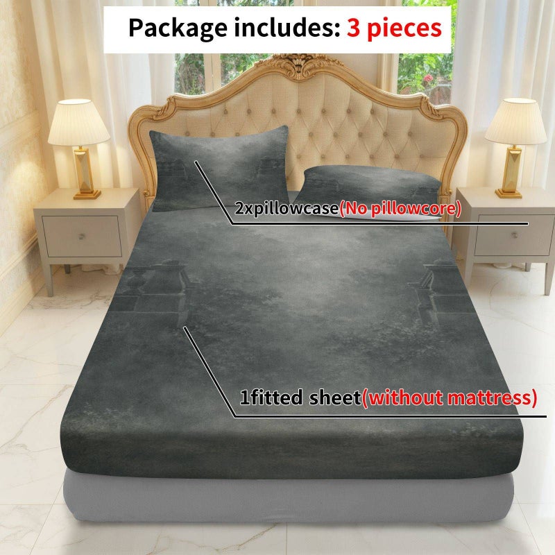 3pcs Mixed Colors Fitted Sheet Set With 2 Pillowcases Winter Theme Cozy Home Bedding Mattress Protector Soft Breathable 47 24 X 78 74 Inches - Image 5