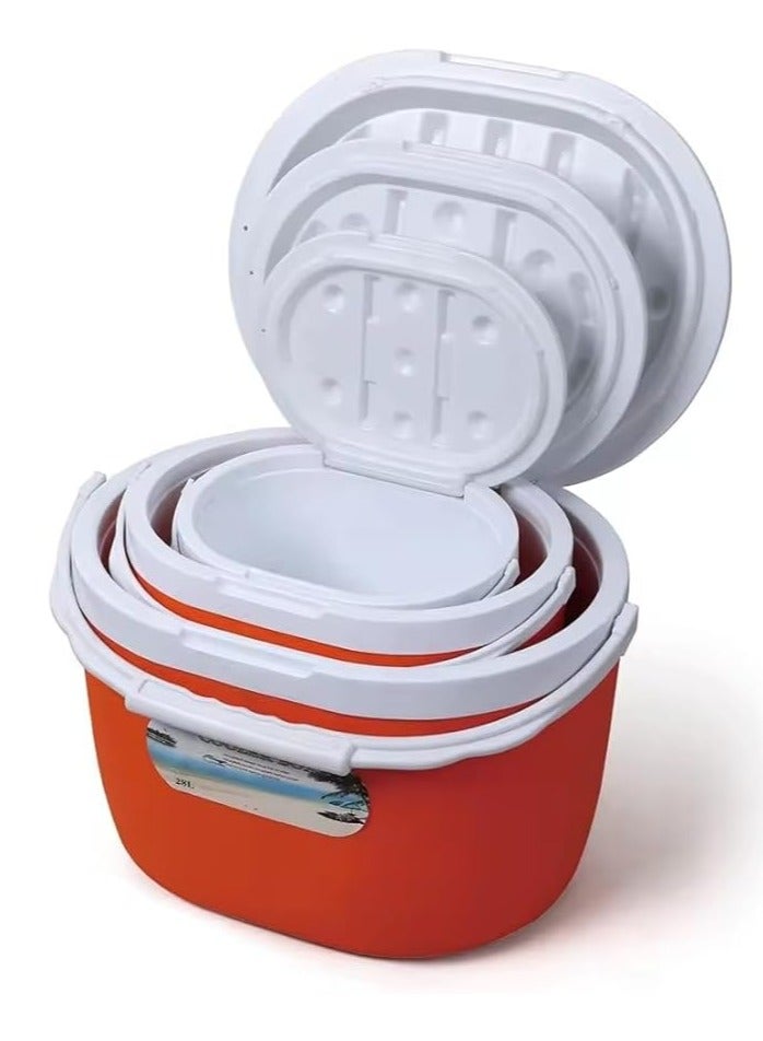 CC Bin Shihon 3 Piece Picnic Ice Box Set 6L - 14L - 28L | Plastic Cooler Box Keep Cold for Keeping Food Iced | Ice Packs for Trips - Image 2