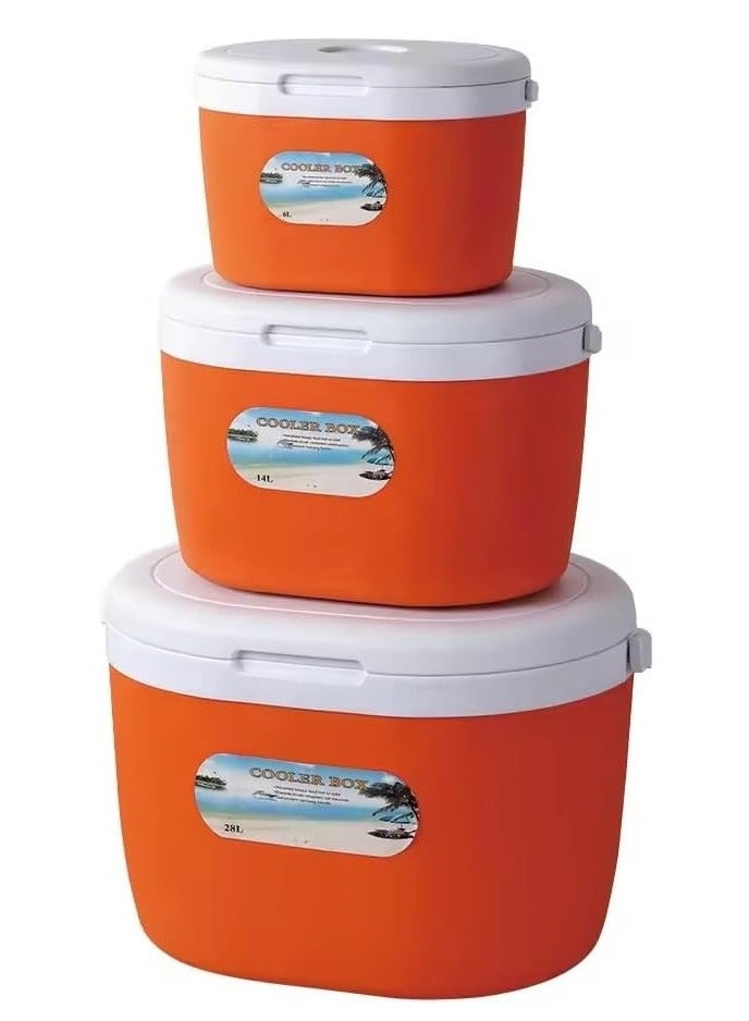 CC Bin Shihon 3 Piece Picnic Ice Box Set 6L - 14L - 28L | Plastic Cooler Box Keep Cold for Keeping Food Iced | Ice Packs for Trips - Image 1