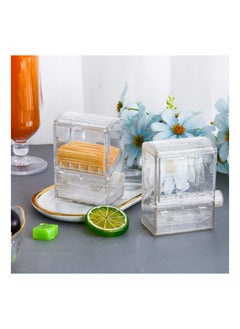 SYOSI 2 Pieces Toothpick Dispenser with Creative Clear Knob Switch Toothpick Dispenser Automatic Toothpicks Box Acrylic Toothpick Holder Decorative Toothpick Dispenser for Table Kitchen Home Restaurant  - Image 2