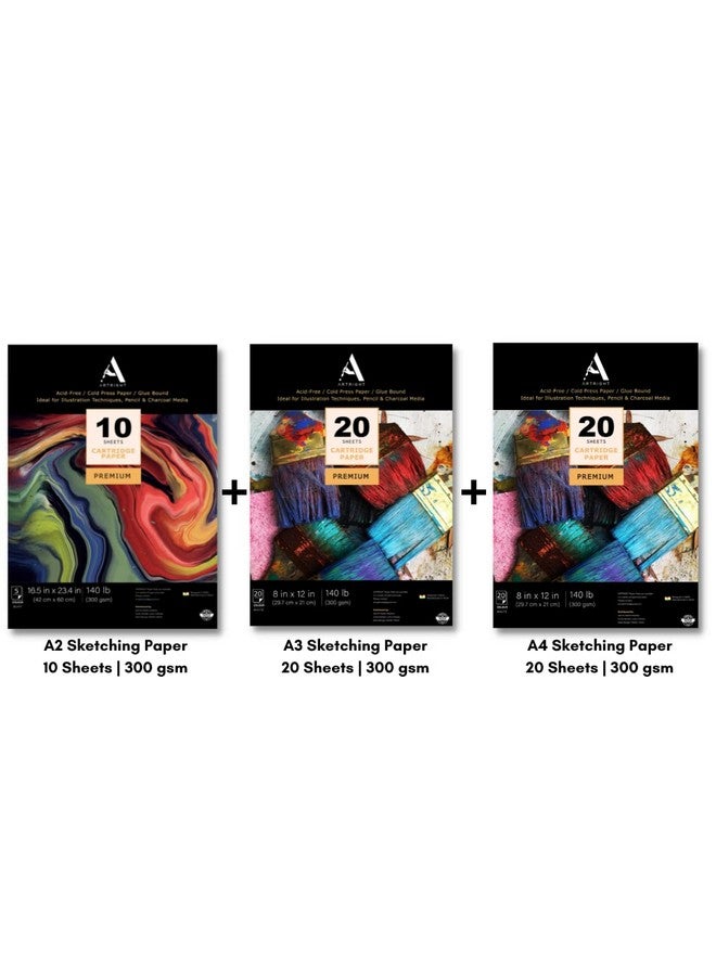 ArtRight ArtRight Drawing & Sketching Paper Combo of A2 (10 Sheets) + A3 (20 Sheets) + A4 (20 Sheets) - Handmade Drawing & Sketching Papers for Pencil, Charcoal, Ink and Mixed Media - Image 2