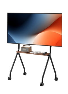 Old_Feller Artistic Easel Rolling TV Stand for 32 to 75Inch LCD LED OLED Screens, Portable TV Stand on Wheels, Height Adjustable Mobile TV Cart with Wood Media Shelf, Heavy Duty Portable TV Stand, Black  - Image 2