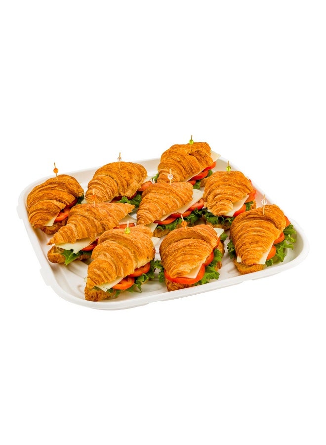 Restaurantware Pulp Safe No PFAS Added 18 x 18 Inch Food Trays, 100 Disposable Trays - Home Compostable, Sustainable White Bagasse Trays, Microwavable And Freezable, For Hot And Cold Foods  - Image 2