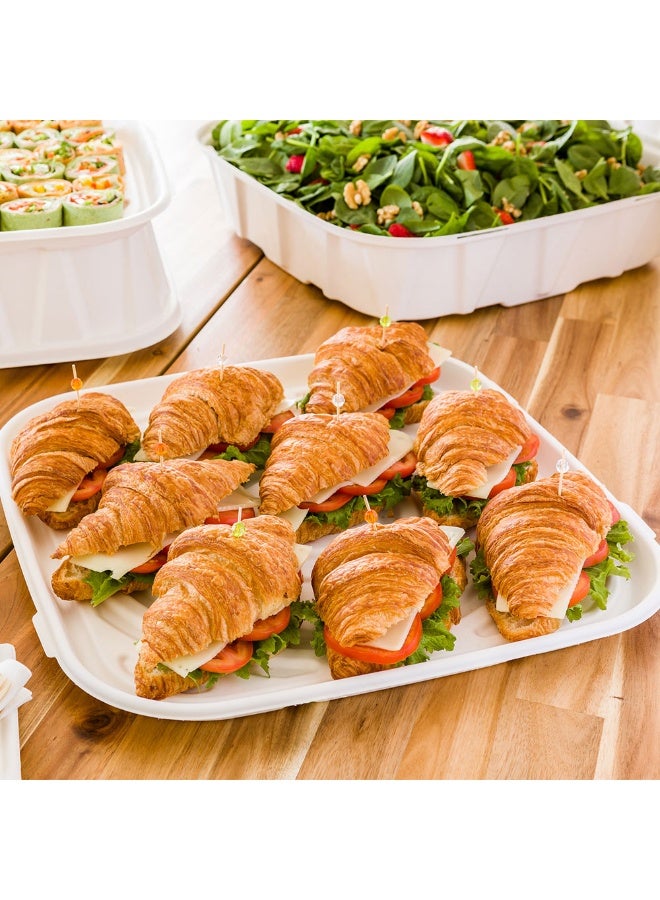 Restaurantware Pulp Safe No PFAS Added 18 x 18 Inch Food Trays, 100 Disposable Trays - Home Compostable, Sustainable White Bagasse Trays, Microwavable And Freezable, For Hot And Cold Foods  - Image 3