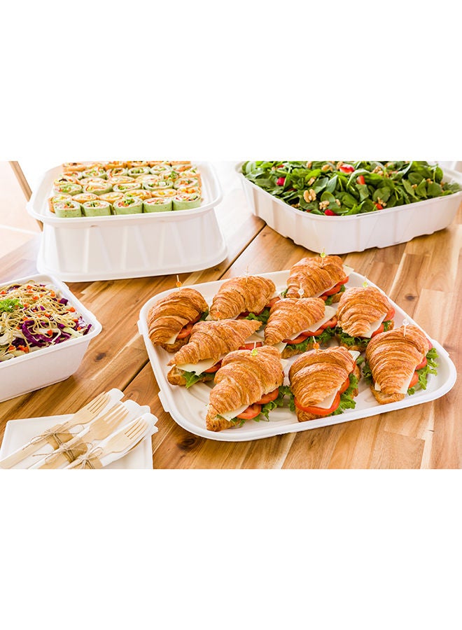 Restaurantware Pulp Safe No PFAS Added 18 x 18 Inch Food Trays, 100 Disposable Trays - Home Compostable, Sustainable White Bagasse Trays, Microwavable And Freezable, For Hot And Cold Foods  - Image 5