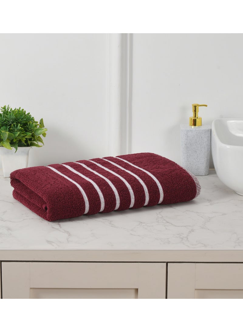 AURIO Premium 100% Cotton Single Bath Towel – Large 70x140 cm Ultra-Soft Absorbent Body Towel with Elegant Nautical Six-Stripe Dobby Border – Luxury Spa & Hotel Collection - Image 1