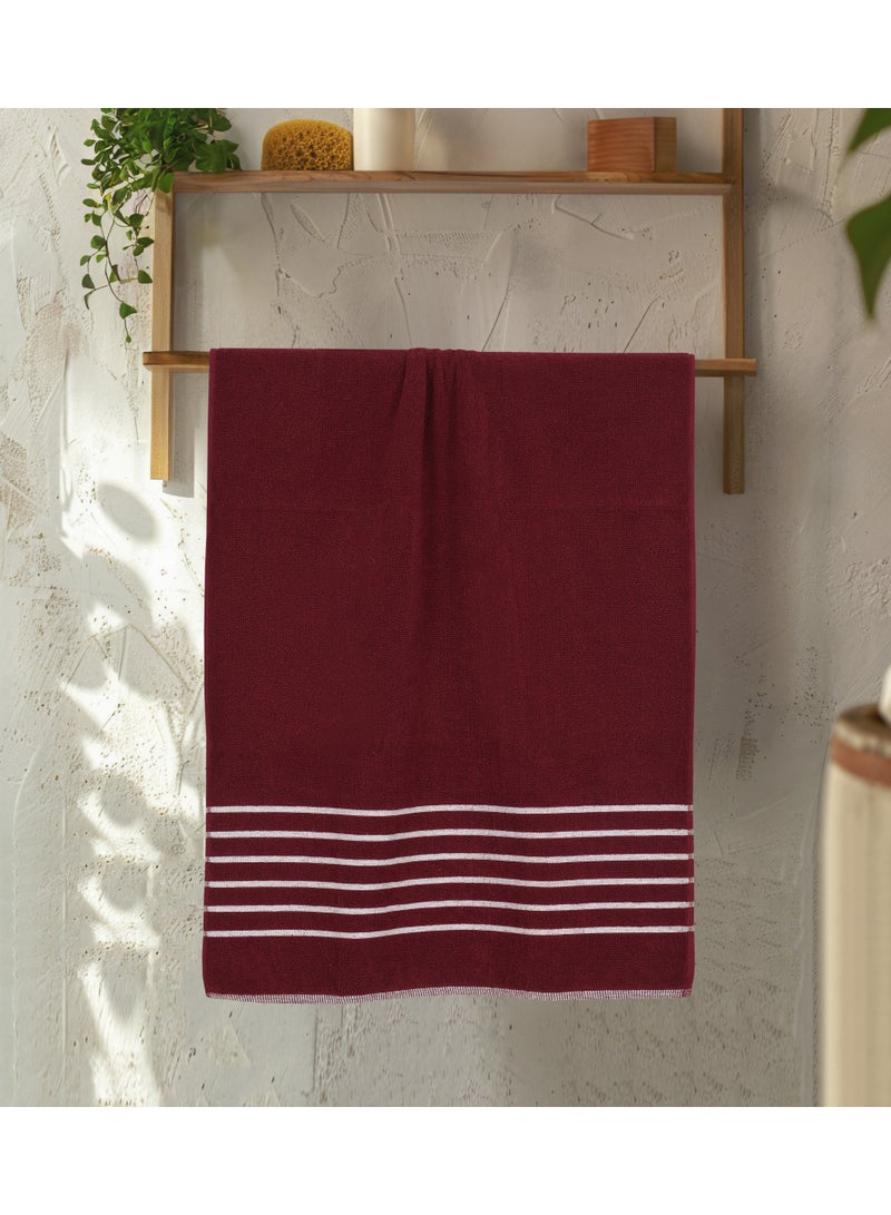 AURIO Premium 100% Cotton Single Bath Towel – Large 70x140 cm Ultra-Soft Absorbent Body Towel with Elegant Nautical Six-Stripe Dobby Border – Luxury Spa & Hotel Collection - Image 3
