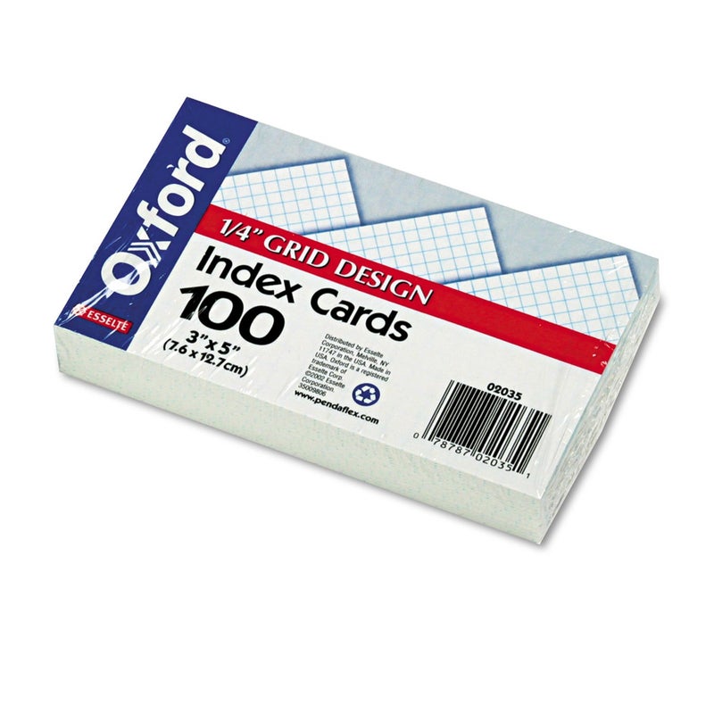 Oxford Grid Design Index Cards, 3 x 5 Inches, White, 100 per pack (02035EE) - Image 1
