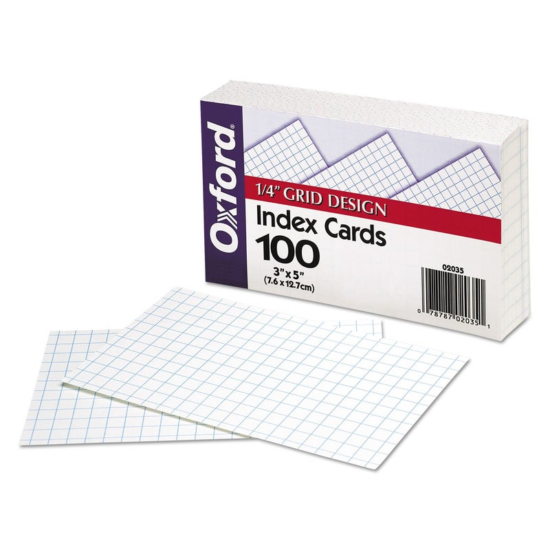 Oxford Grid Design Index Cards, 3 x 5 Inches, White, 100 per pack (02035EE) - Image 2