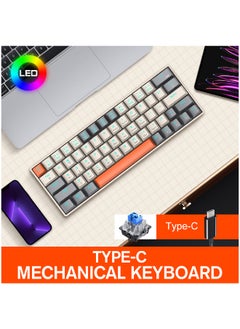 T-WOLF 63 Keys Wired Mechanical Gaming Keyboard Rgb Backlit Ultra Compact Mini Keyboard Waterproof Mini Compact 63 Keys Keyboard For PC Mac Gamer Typist Travel Easy White Grey  - Image 2