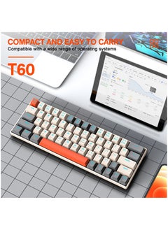 T-WOLF 63 Keys Wired Mechanical Gaming Keyboard Rgb Backlit Ultra Compact Mini Keyboard Waterproof Mini Compact 63 Keys Keyboard For PC Mac Gamer Typist Travel Easy White Grey  - Image 4