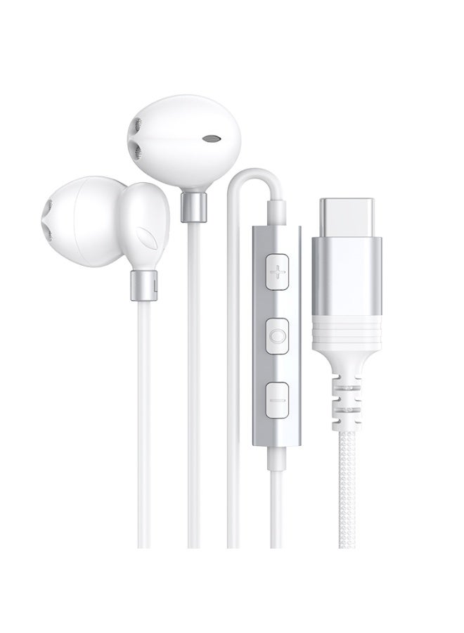 Concretization Type C Headphones / USB C Headphones for Samsung Galaxy S25 S24 S23 Ultra S22 S21 FE S20 A54 A53 Or iphone17/16/15 , USB C Earphones with Mic Volume Control Wired Earbuds WXR White - Image 1