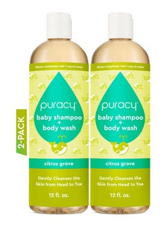 puracy Puracy Shampoo & Body Wash for Children - Perfect Skin, Pure Ingredients with 12 Fruit & Vegetable Extracts for Silky Smooth Skin, Gentle Citrus Grove Aromas, 98.8% from Mother Nature, 12 Fl Oz (2-Pk)  - Image 1