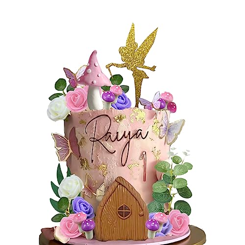 GmakCeder Fairy Cake Toppers Fairy Garden Topper for Birthday Baby Shower - Image 1