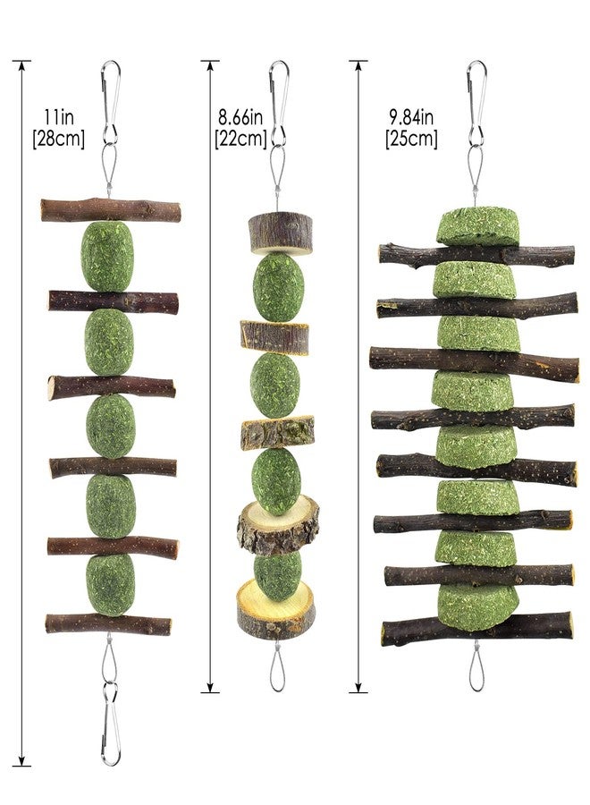 ERKOON Bunny Chew Toys, Rabbit Chew Toys for Teeth Grinding, Improve Dental Health, 100% Natural Apple Wood Timothy Grass Cake Treats for Rabbits Guinea Pigs Chinchillas Bunnies Hamsters (3 Pcs) - Image 2