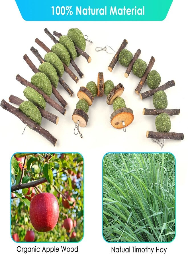 ERKOON Bunny Chew Toys, Rabbit Chew Toys for Teeth Grinding, Improve Dental Health, 100% Natural Apple Wood Timothy Grass Cake Treats for Rabbits Guinea Pigs Chinchillas Bunnies Hamsters (3 Pcs) - Image 4