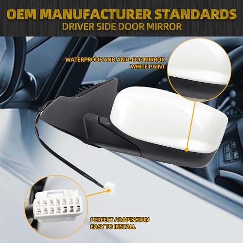 Dasbecan Driver Left Side Mirror Compatible with 2013-2017 Honda Accord With Power Glass Replaces# 76258T2FA11 HO1320272 Outer Rearview Mirror White Color (3Pins) - Image 5