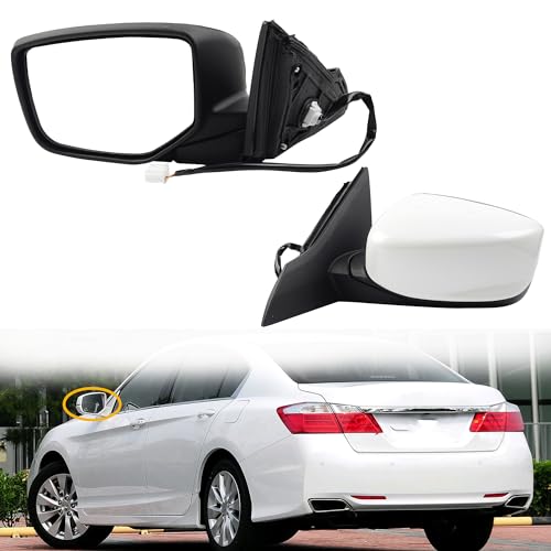 Dasbecan Driver Left Side Mirror Compatible with 2013-2017 Honda Accord With Power Glass Replaces# 76258T2FA11 HO1320272 Outer Rearview Mirror White Color (3Pins) - Image 1